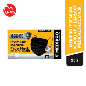 Medipro Premium Black 4Ply Earloop Medical Face Mask