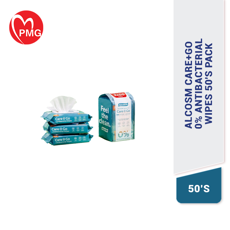 Alcosm Care+Go 0% Antibacterial Wipes